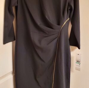 Elegant Black Dress with Gold Accent